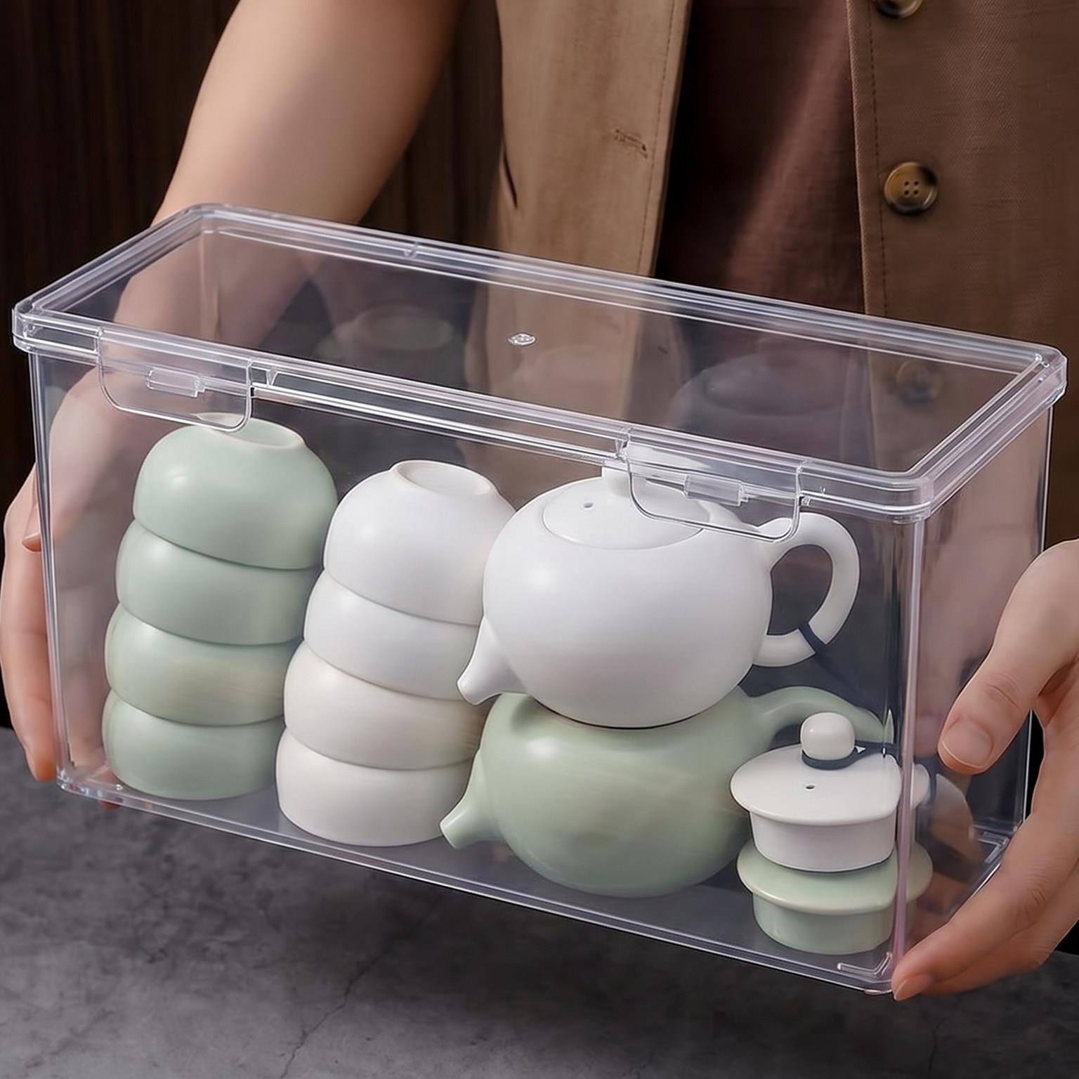 日本茶具收纳盒防尘透明茶几桌面茶叶茶杯整理存放功夫茶壶置物架