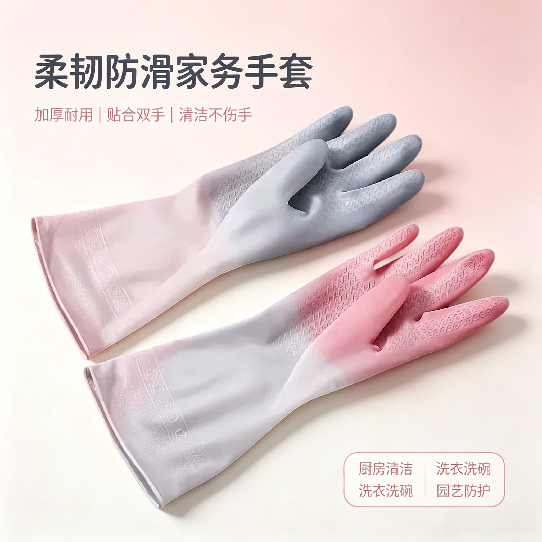 加厚耐用防水不沾油橡胶家务手套