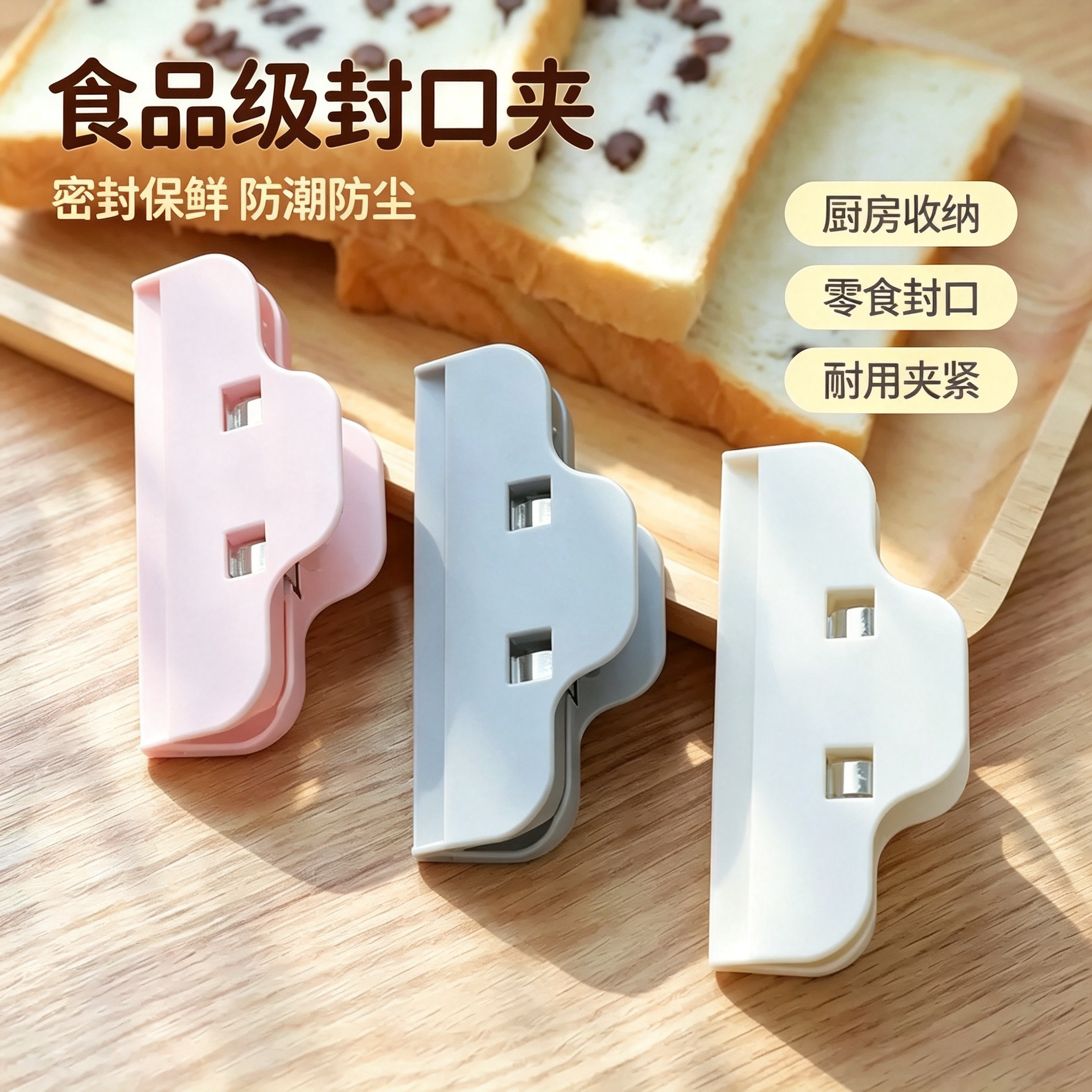 食品袋封口夹厨房零食袋密封夹防潮防尘家用封口器密封保鲜收纳夹