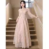 年会晚礼服裙女2025新款 感轻奢小众高端法式 名媛仙气粉色