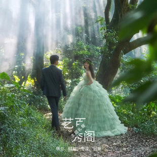 森系仙气彩纱蓬蓬裙影楼主题轻婚纱摄影拍照服装情侣旅拍礼服写真
