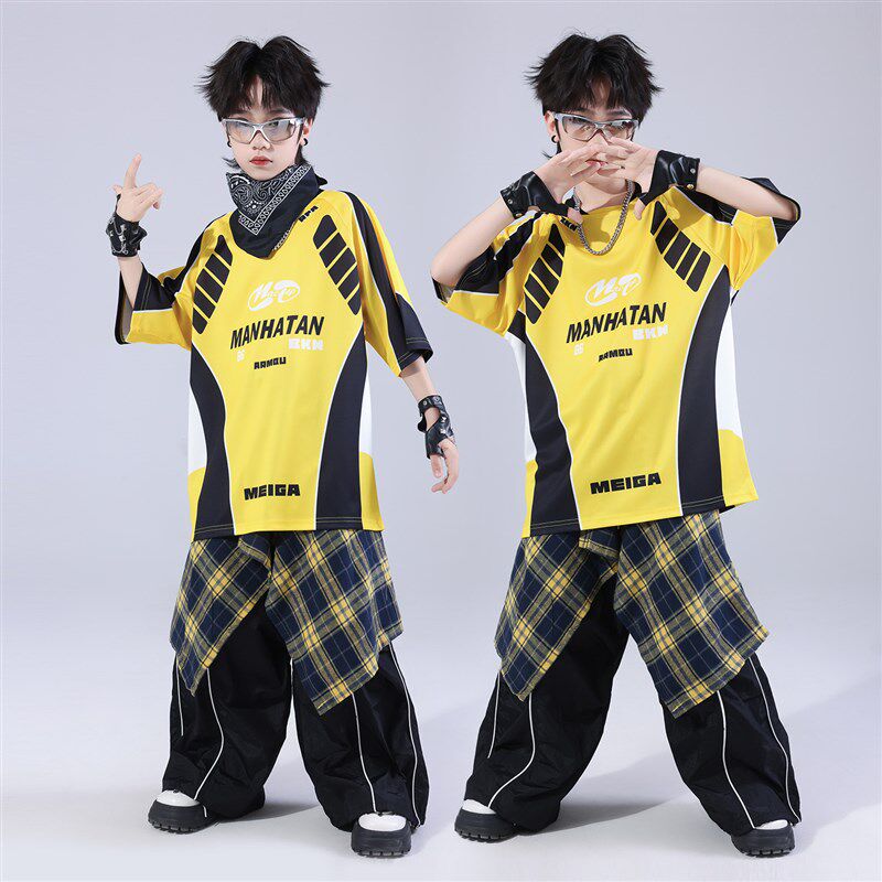 街舞幼儿潮服嘻哈风炸街服装男孩hiphop架子P鼓表演出服女孩套装
