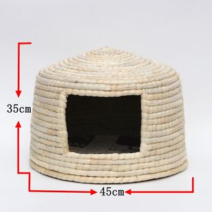 日式 四季 手工草编宠物窝U 猫窝狗窝 猫咪窝 冬天保暖宠物草窝