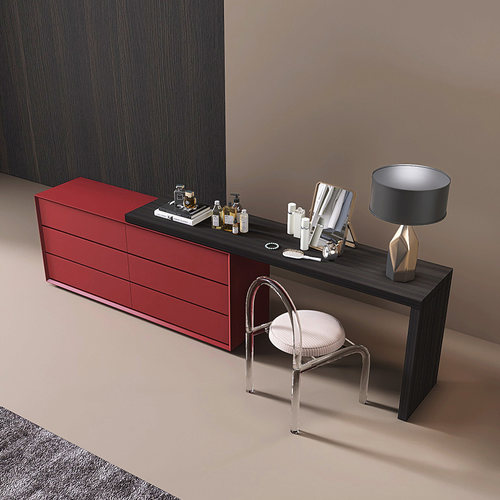 意式极简化妆台斗柜一体卧室电视柜化妆桌组合床尾U收纳柜储物书