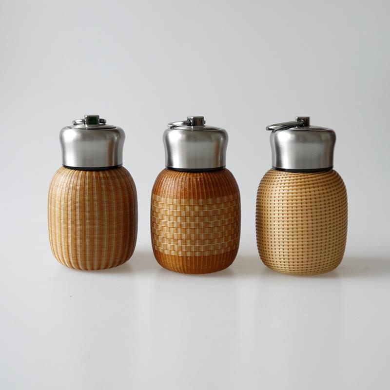 竹丝扣瓷茶具瓷胎竹l编保温杯便携水壶304不锈钢水杯特色手工茶杯