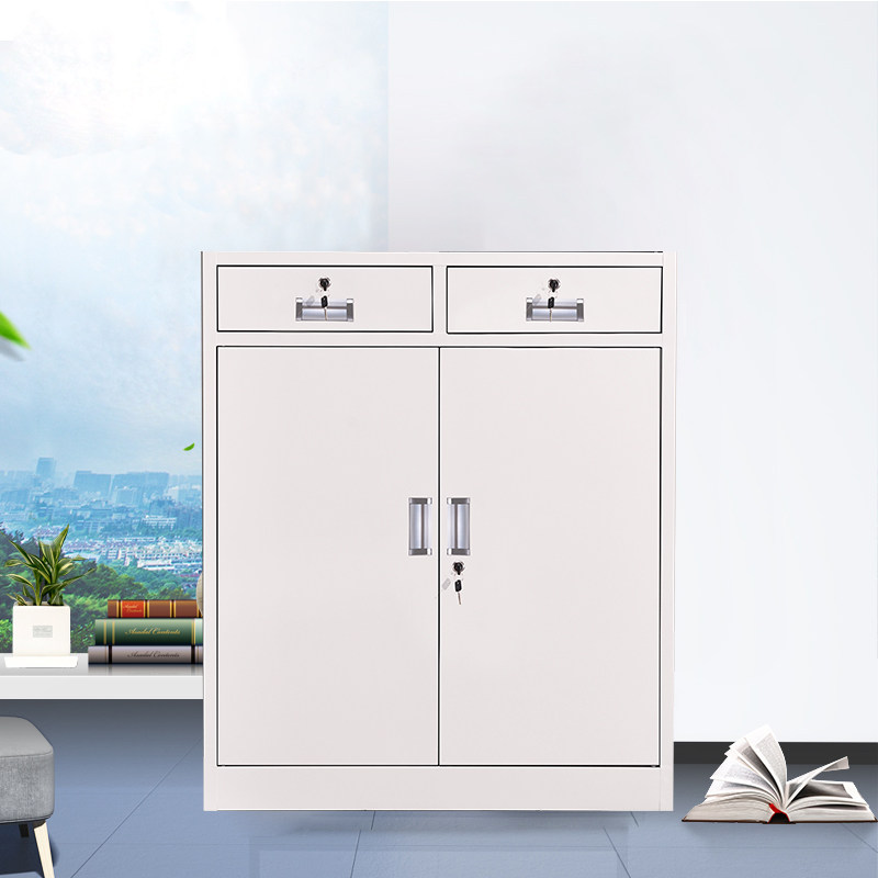 二斗矮柜办公室铁皮柜文件柜抽屉带锁资料档案P柜子凭证柜储物书