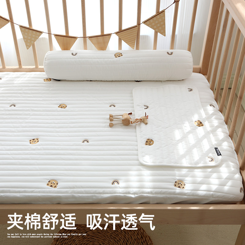 婴儿床床笠隔尿垫防水可洗宝宝z床单纯棉a类儿童拼接床垫罩套定制