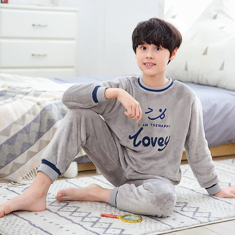 儿童睡衣男童秋冬季法兰绒加w厚款珊瑚绒中大童男孩保暖家居服套,童装/婴儿装/亲子装,家居服套装,淘宝优惠券,粉丝福利购,淘宝优惠卷