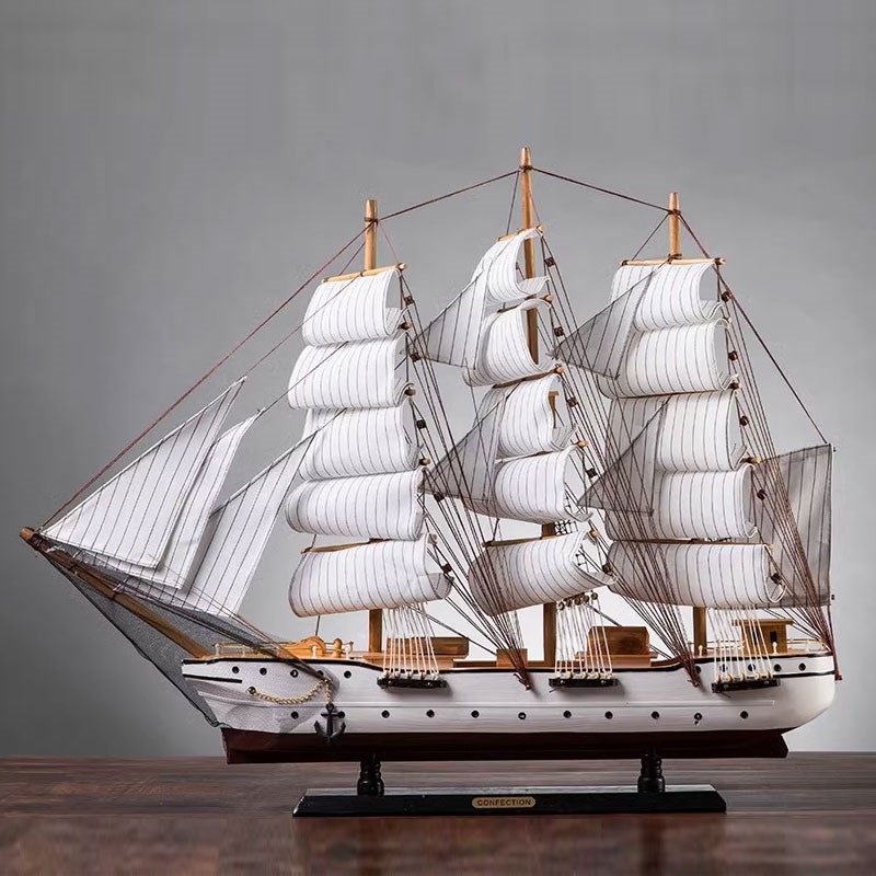 实木帆船摆件模型一帆风顺客厅玄关酒H店前台招财高档电视柜工艺