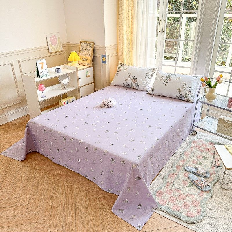 100全棉纯棉床单件单人双人春秋款F夏季被单枕套三件套可定制尺寸