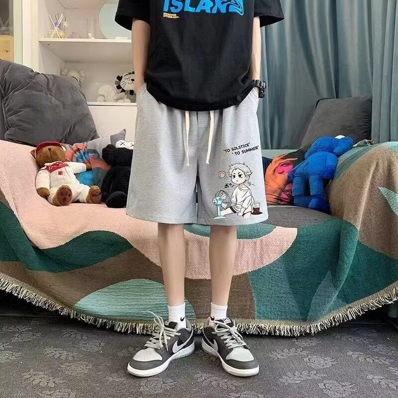 纯棉休闲短裤男夏季薄款透气印花五分裤宽松O加肥加大码胖子中裤,男装,短裤,淘宝优惠券,粉丝福利购,淘宝优惠卷