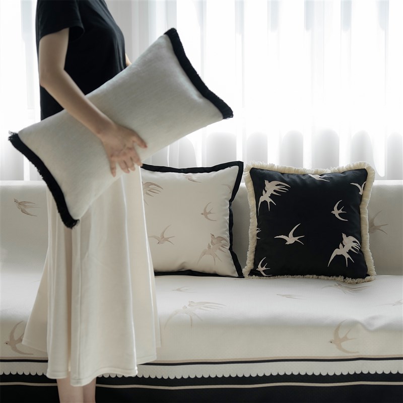 燕南飞提花f抱枕中古风床上用靠枕靠垫沙发抱枕套腰枕靠垫套