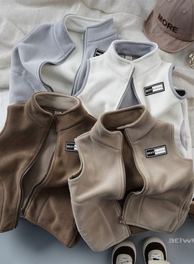 儿童马甲秋冬款外穿摇粒绒男童女中小童宝宝加绒背心坎肩2.024新