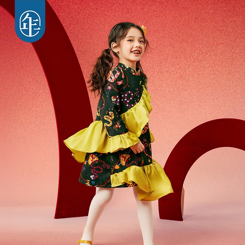 年衣童装旗袍连衣裙女童秋冬中式国风长袖公主裙子儿童Z表演服礼