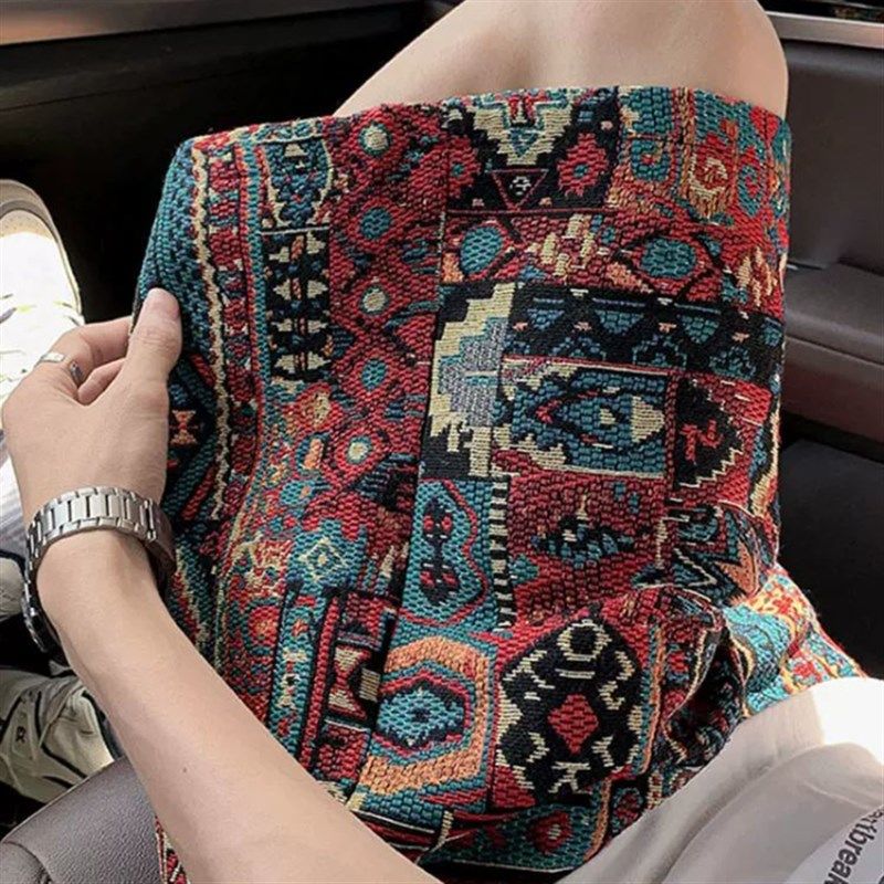 民族风编织短裤男款夏季印花设计感五分裤子Ivintage休闲沙滩裤衩,男装,短裤,淘宝优惠券,粉丝福利购,淘宝优惠卷