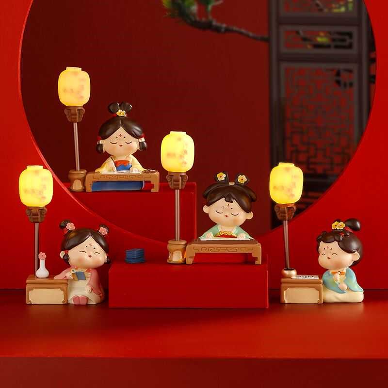 唐仕女唐妞摆件西安文创旅游纪念品寝室L书画带小夜灯桌面装饰品