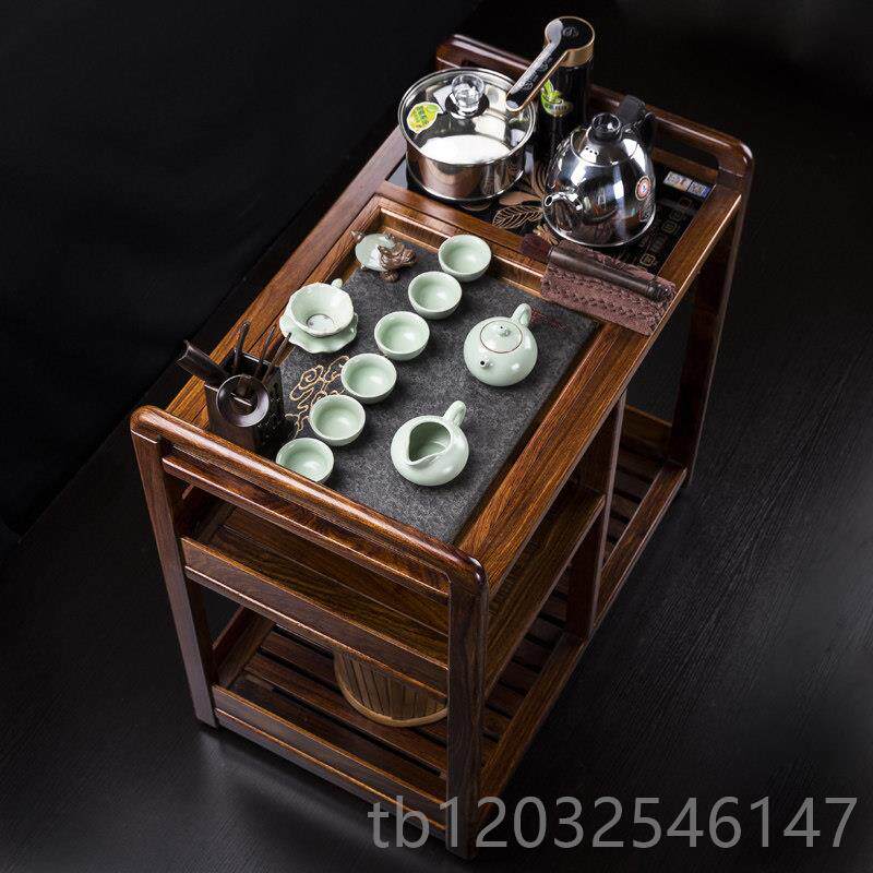 正品汇享花木茶乌金石实木可移动车带轮茶台水柜茶盘具桌整套茶梨