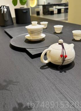 正品柳作新中茶桌实木黑色洽轻奢现代极简风家用厅茶室式客高端谈
