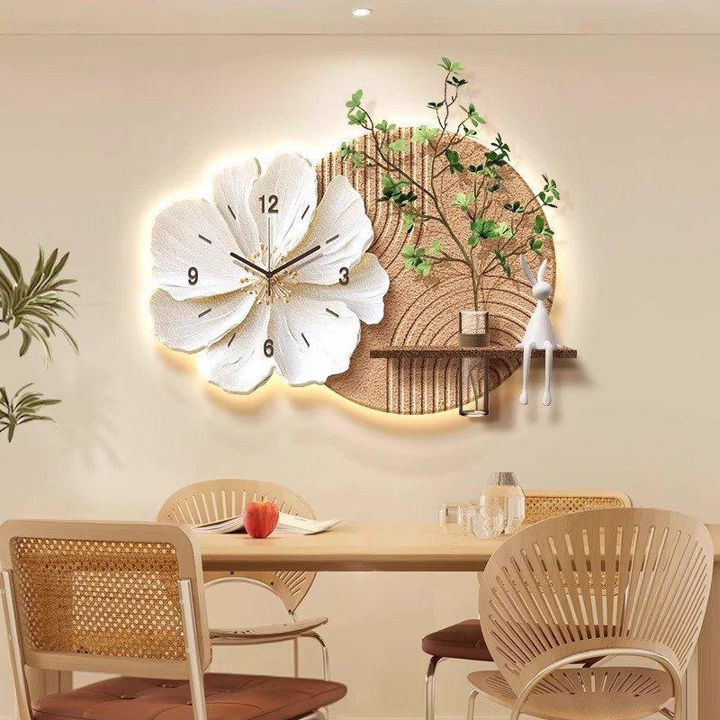 水培绿植餐厅装饰画创意挂钟客厅电视背景墙挂画2025新款立体钟表,家居饰品,壁饰,淘宝优惠券,粉丝福利购,淘宝优惠卷