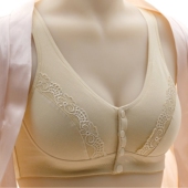 哺乳胸罩 文胸薄款 中老年人妈妈前扣背心式 内衣女士无钢圈大胸大码