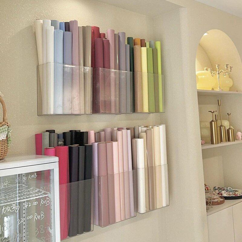 透明亚克力花材收纳桶 壁挂式鲜花包装纸材料整理收纳盒 花店用品