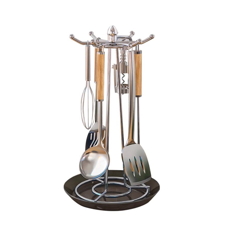 旋转锅铲置物架厨房台面挂勺子铲子的架子挂钩托厨具汤勺收纳挂架