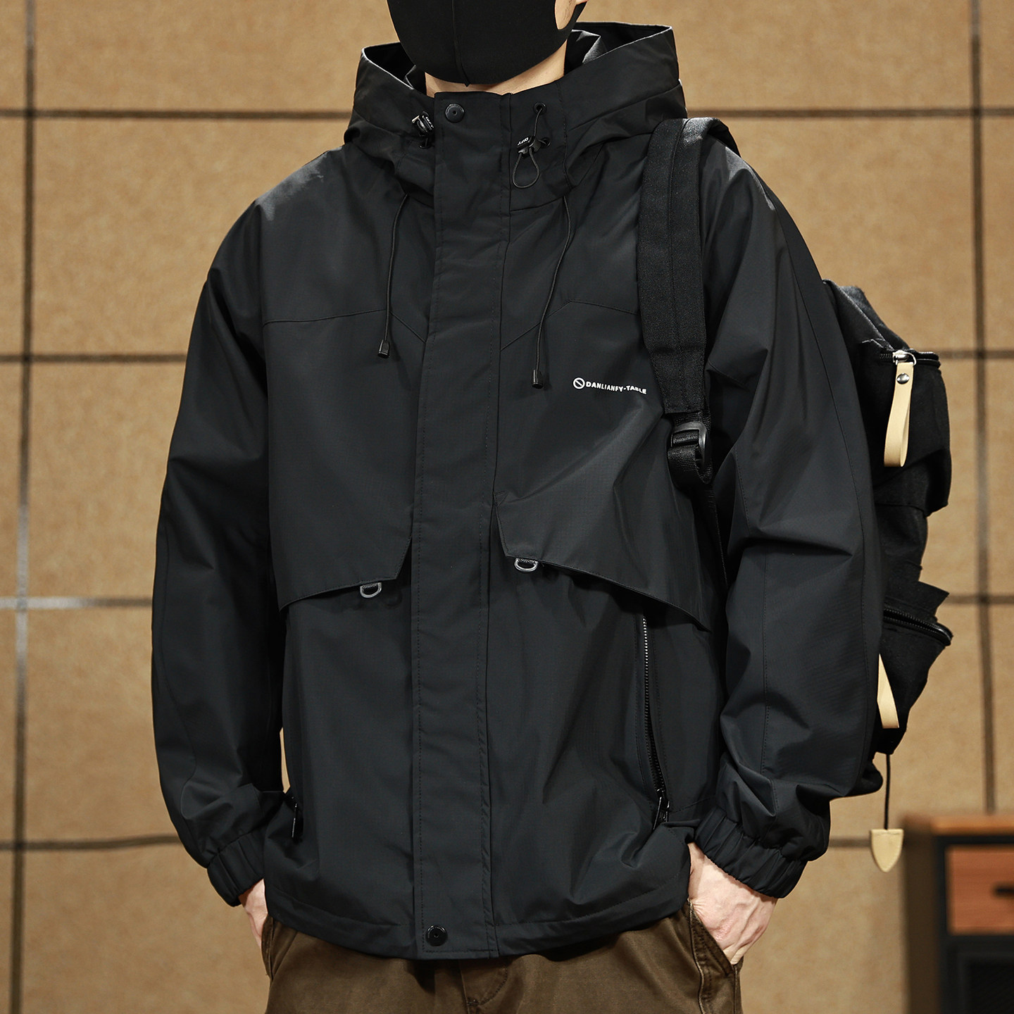 美式潮牌防水冲锋外套男士2026春秋季新款户外工装夹克保暖棉服