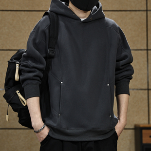 美式复古高级感连帽卫衣男士春季新款潮牌休闲高街宽松大码外套男