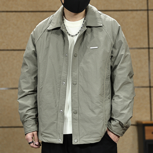 高端美式轻薄教练夹克男士羽绒服冬季新款潮流复古翻领保暖外套男