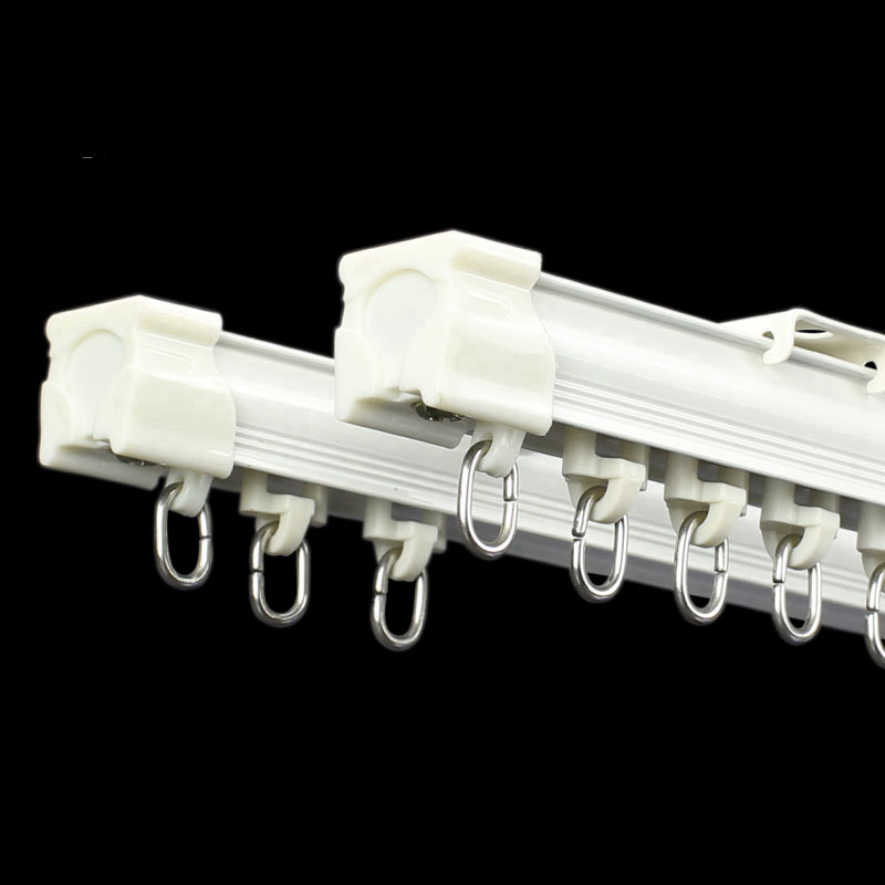 窗帘轨道铝合金窗帘杆直轨滑轨滑轮单轨双轨滑道顶装侧装导轨超窄