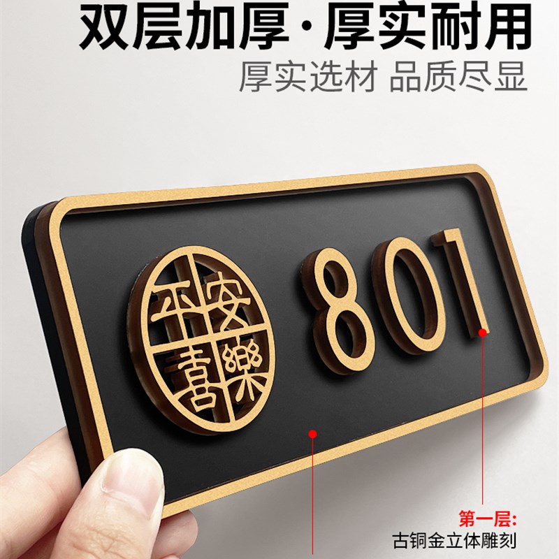 亚克力门牌号码牌家用创意门牌号定制入户门装饰别墅住宅民宿酒店