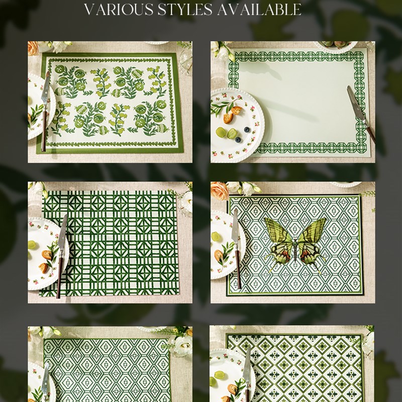 蜡笔派风铃石榴皮革餐垫防水防油田园风高级感防烫隔热餐桌垫定制