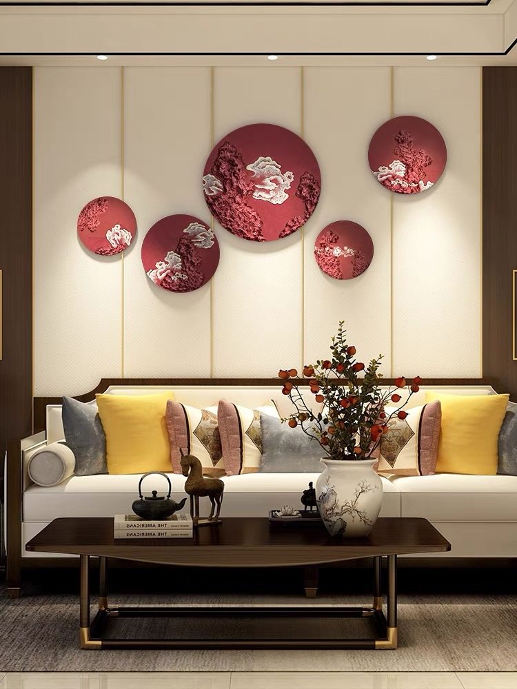 新中式客厅墙面装饰挂件电视沙发背景壁饰立体玄关风卧室挂饰,电子元器件市场,电线扎带/束线带,淘宝优惠券,粉丝福利购,淘宝优惠卷