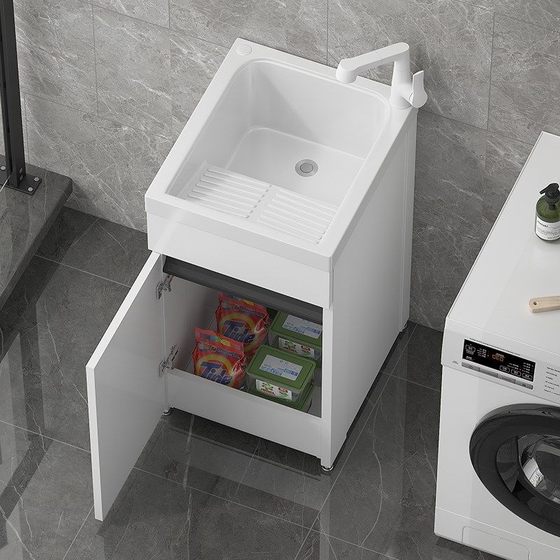 小尺寸洗手盆柜组合小号阳台洗衣池一体台盆落地式洗衣槽带搓衣板