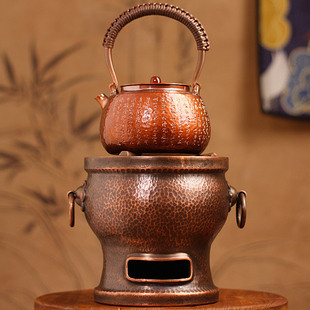 精选裕隆全纯手工高端纯紫铜炭炉木碳烤炉子围炉煮茶器烧烤功夫茶