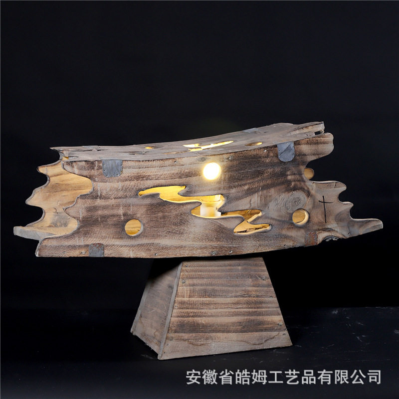 欧式木质复古浪漫情调民宿客栈咖啡厅台灯工艺灯装饰灯具摆件道具