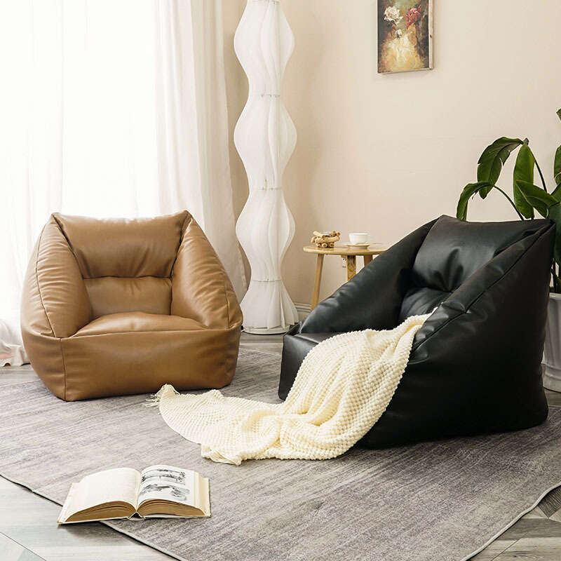 轻奢皮革懒人沙发设计师阳台北欧方糖卧室单人休闲小沙发椅子批发