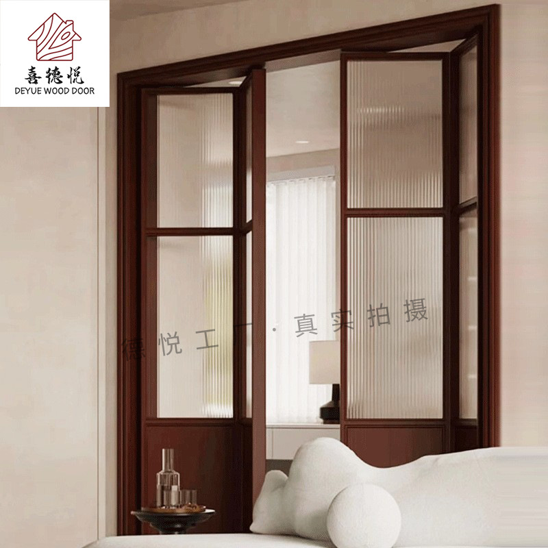 南京厂家生产折叠门书房厨房复古风四扇双开门玻璃折叠门