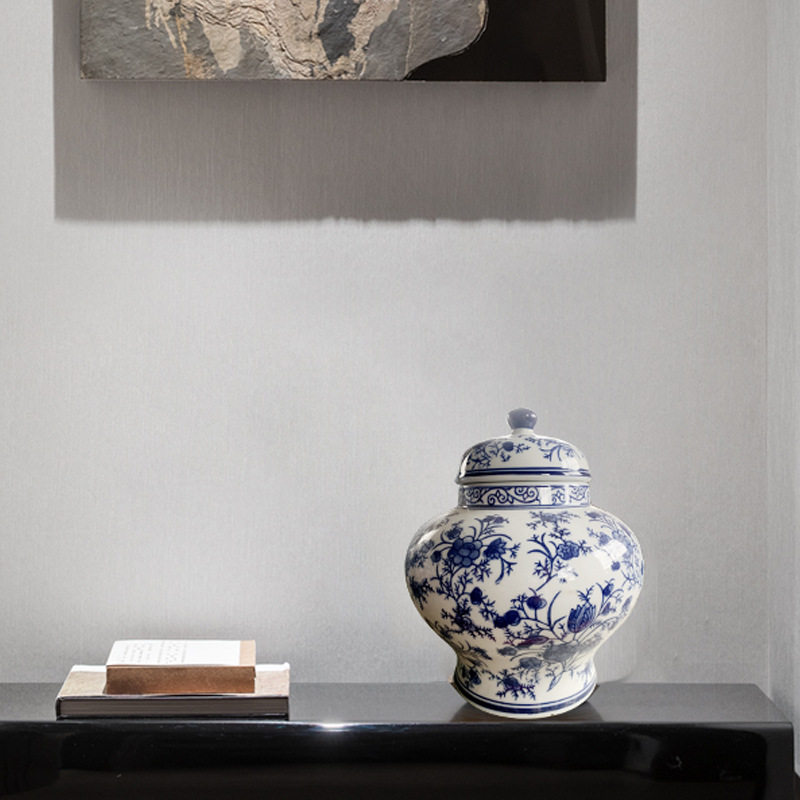 青花瓷花瓶储物罐新中式桌面客厅玄关样板间花器茶几摆件陶瓷花瓶,模玩/动漫/周边/娃圈三坑/桌游,文化/体育周边,淘宝优惠券,粉丝福利购,淘宝优惠卷