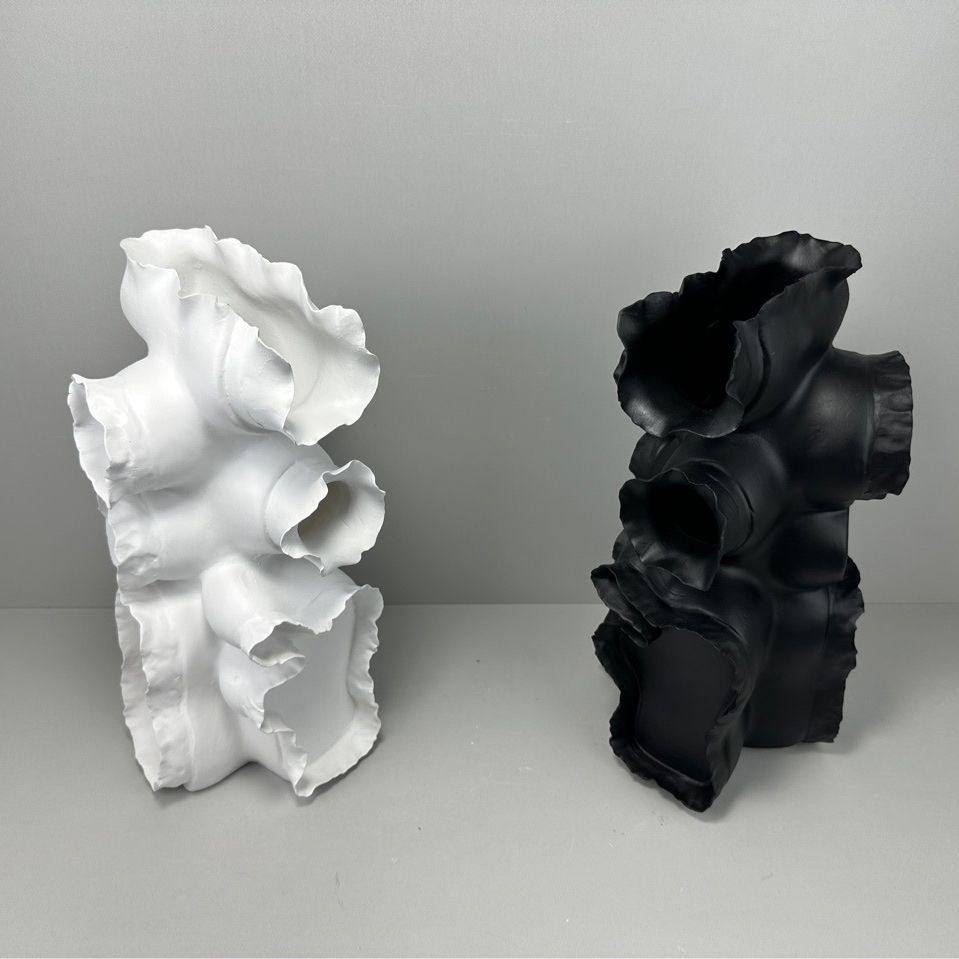 简约现代艺术白色砖色千层花器摆件样板间客厅玄关波浪纹花瓶装饰,模玩/动漫/周边/娃圈三坑/桌游,文化/体育周边,淘宝优惠券,粉丝福利购,淘宝优惠卷