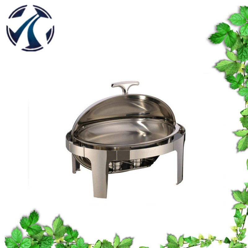 宇辉201不锈钢多功能自助餐炉 椭形翻盖可电可加热布菲炉723款