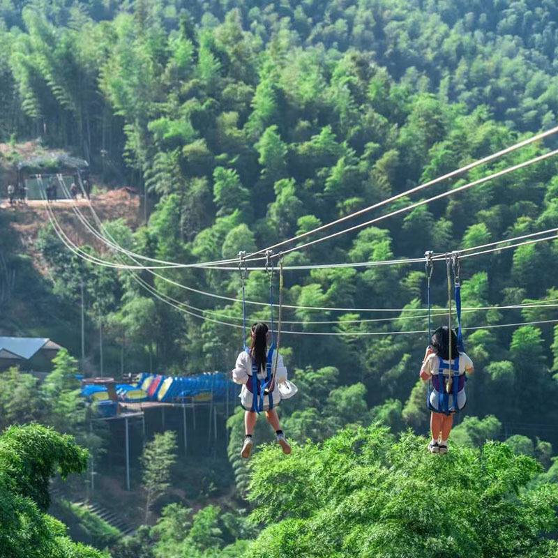 景区滑索索道缆车单线循环拖挂吊厢式客运游乐设备电动滑索