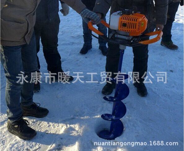 供应冬钓破冰用品二冲程52CC汽油机冰钻机，直齿传动钻坑机