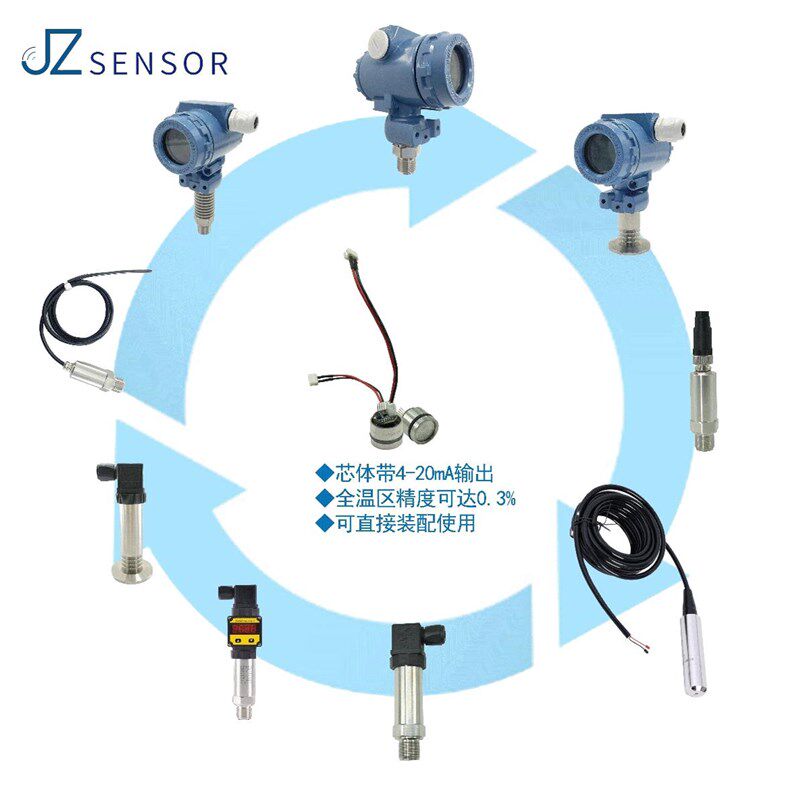 自带4-20mA输出扩散硅压力传感器芯体,量程可选,可直接装配使用