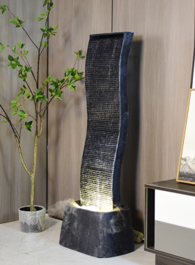 精选现代简约喷泉流水客厅玄关水幕墙风水轮水景书房装饰品电视柜
