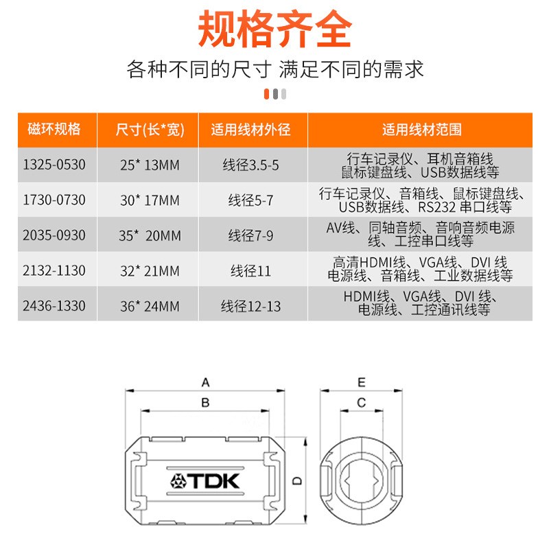 卡扣式磁环 屏蔽抗干扰滤波器 可拆卸高频辐射环