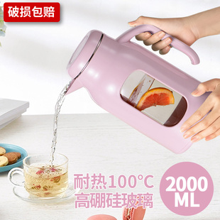 精选冷水壶玻璃耐高温家用防爆防摔泡茶壶大容量凉水杯白开晾凉储