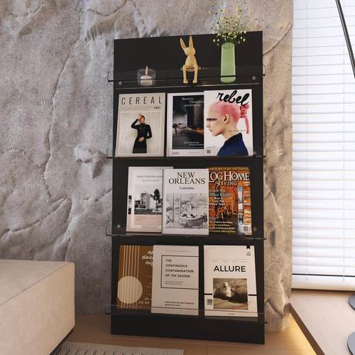 网红落地书架杂志架靠墙收纳架北欧ins书架绘本展示架多层定制架