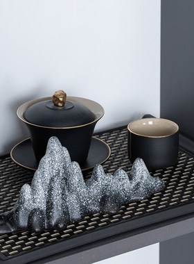 中式样板间客厅摆件书房茶室摆设家具展厅高级感陶瓷创意软装饰品