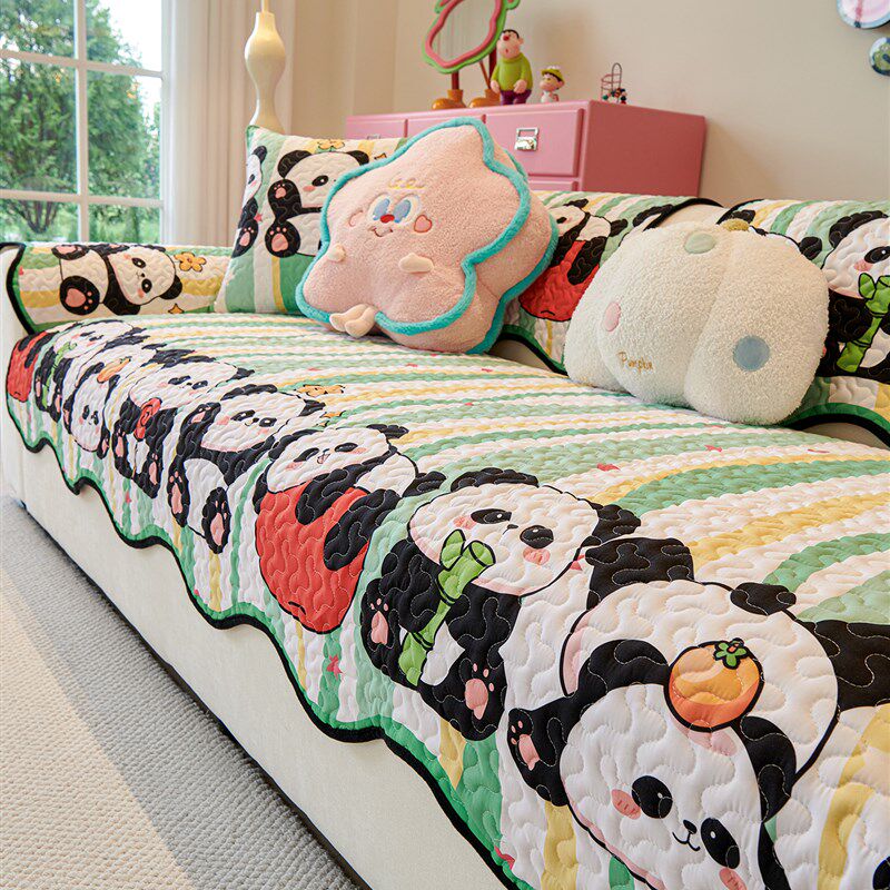 可爱卡通多巴胺沙发靠垫,四季通用,固定防滑2025新直排一体式座垫